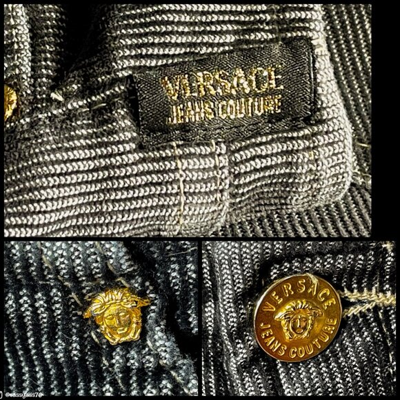 ⭐️HP⭐VERSACE COUTURE JEANS▪️Dark Gray Distressed Corduroy Low Rise Bootcut Jeans - Picture 7 of 9